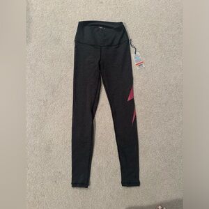 Aviator Nation- FULL LENGTH HI-RISE BOLT LEGGINGS - CHARCOAL- NEON PINK- SM NWT